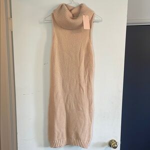 Chic Sleeveless Knit Turtleneck Dress